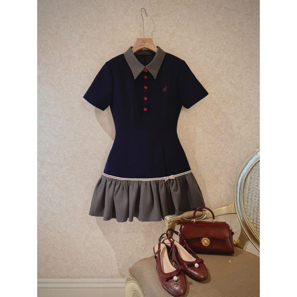 Váy đầm thiết kế xòe phối viền bèo và cổ ghi Zyphir Dress V101 – 2