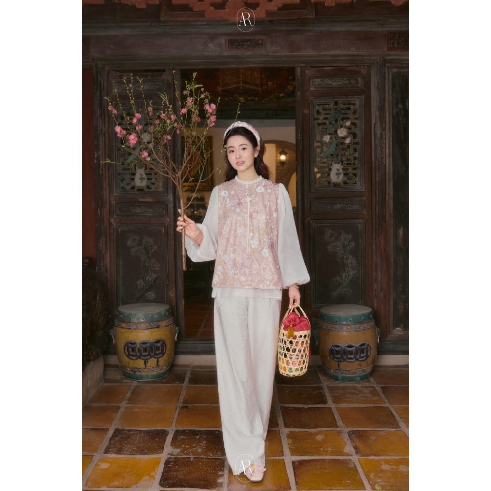 Áo ren thêu kim sa hồng Khả Nhiên AD004 – 3