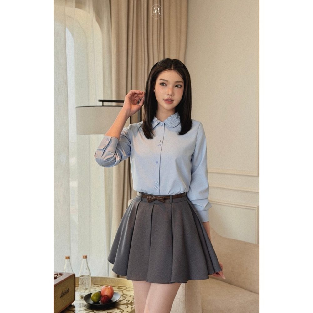 Áo sơ mi cổ kết hoa nhỏ Hirae Top Al171