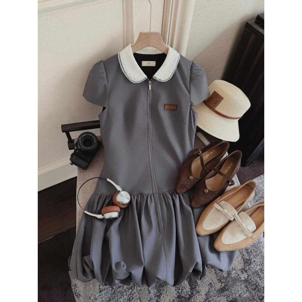 Váy ghi bí cổ sen khoá kéo Lio Dress V153 – 2
