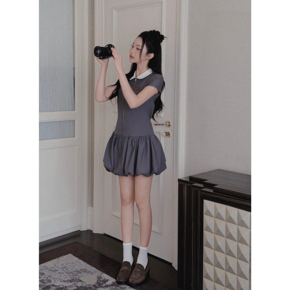 Váy ghi bí cổ sen khoá kéo Lio Dress V153 – 5