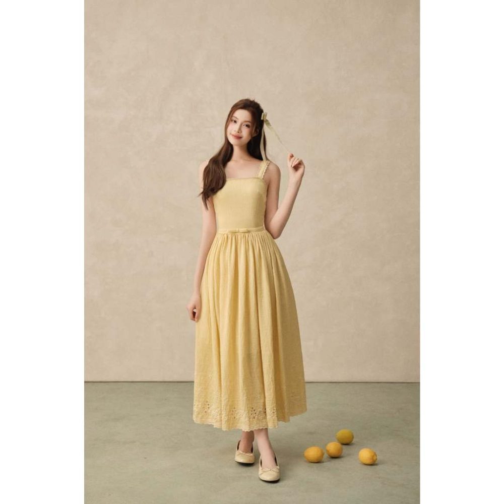 Váy hai dây dáng dài kèm belt nơ Aelia Dress V162