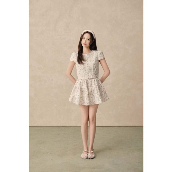 Set áo váy hoa nhí chân váy xoè tầng Laura Set Al179 + Cv87