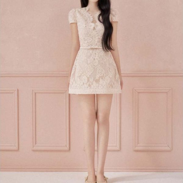 Váy ren chữ A eo nơ Lacelle Dress V173