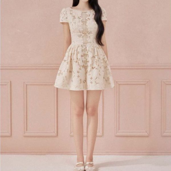 Váy xoè ren thêu đắp đổi Elan Dress V172