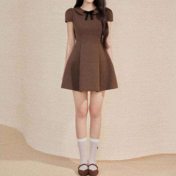 Váy xoè nua cổ sen nơ đen Hani Dress V170