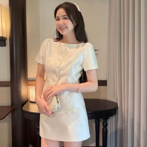 Set (có tách rời) Áo vest sơ mi ao Thư Al195 và Chân váy xoè Cv90 chân váy Vân